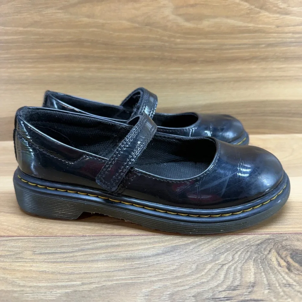 Dr Martens Maccy Mary Janes Girls Size 2 Black Patent Leather Flats‎